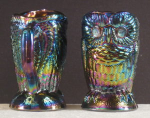 Summit Amethyst Owl Carnival Glass Cream & Sugar Set