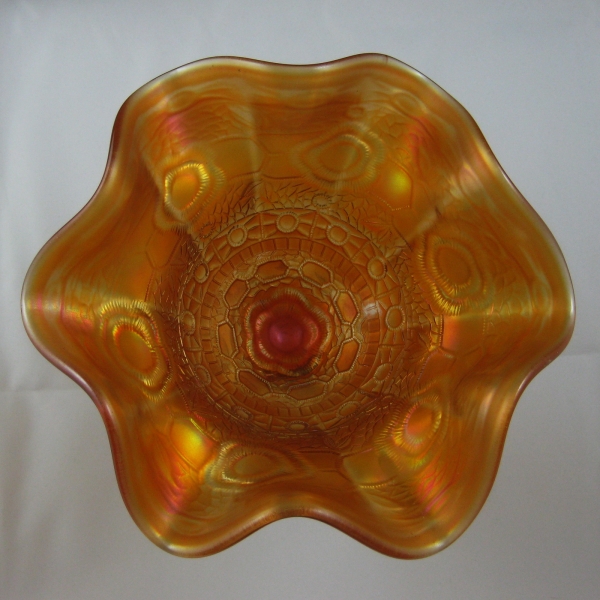 Antique Fenton Marigold Captive Rose Carnival Glass Compote