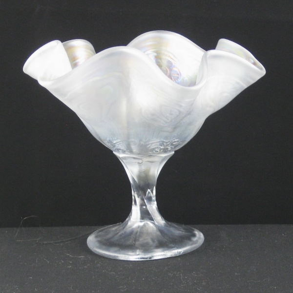 Antique Fenton Ice White Persian Medallion Carnival Glass Small Compote