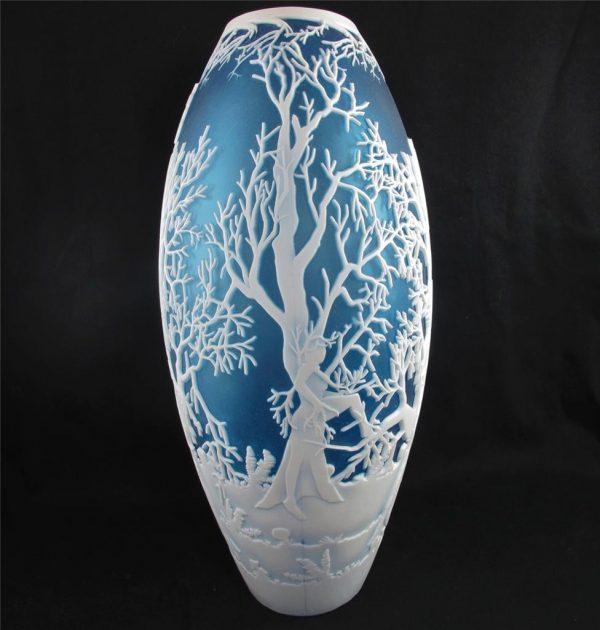 Kelsey Murphy Chris Carpenter Dryads Blue Art Cameo Glass Vase