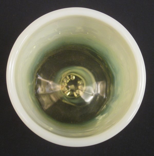 Gibson Vaseline Opal Rib Optic Opalescent Glass Large Tumbler or Spooner