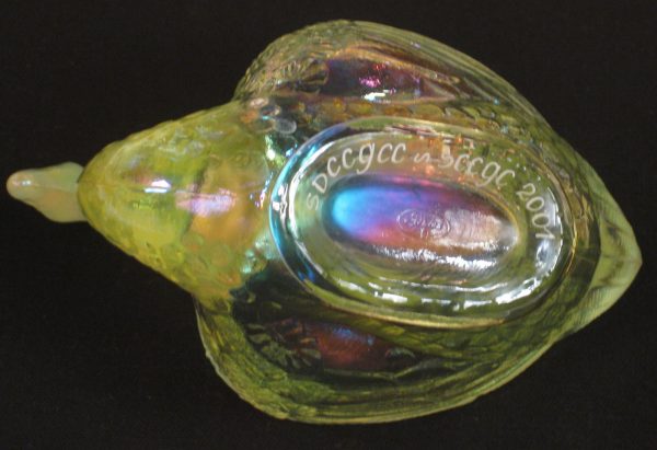 Fenton Vaseline Opal Swan Carnival Glass Novelty Dish