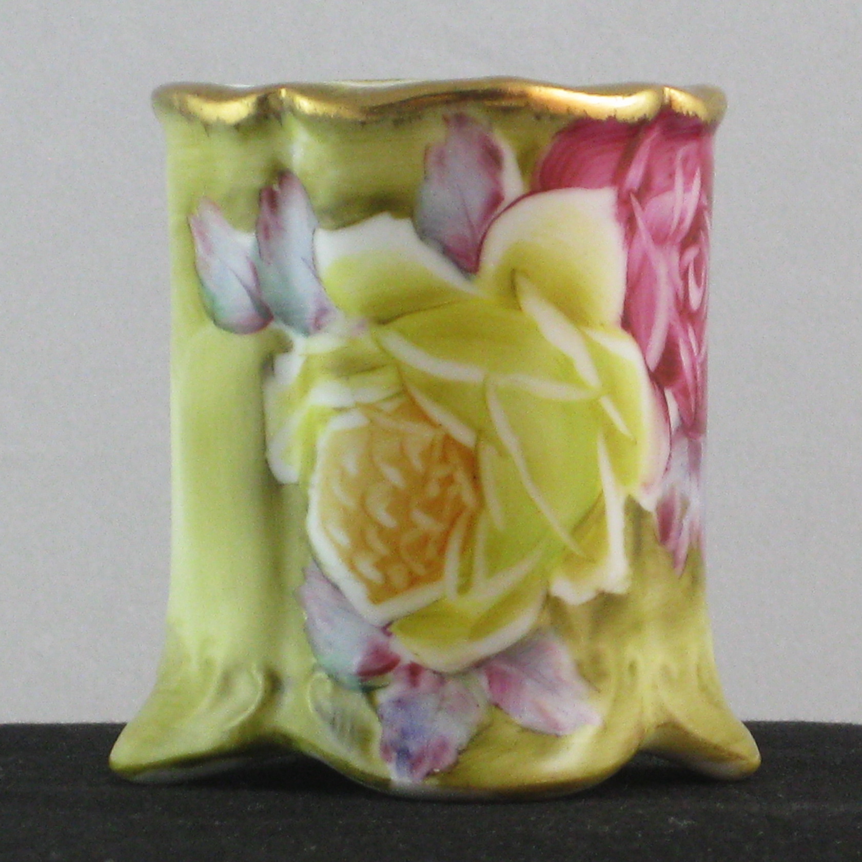 Nippon Hand Painted Roses Gold Gilt Toothpick Holder ...