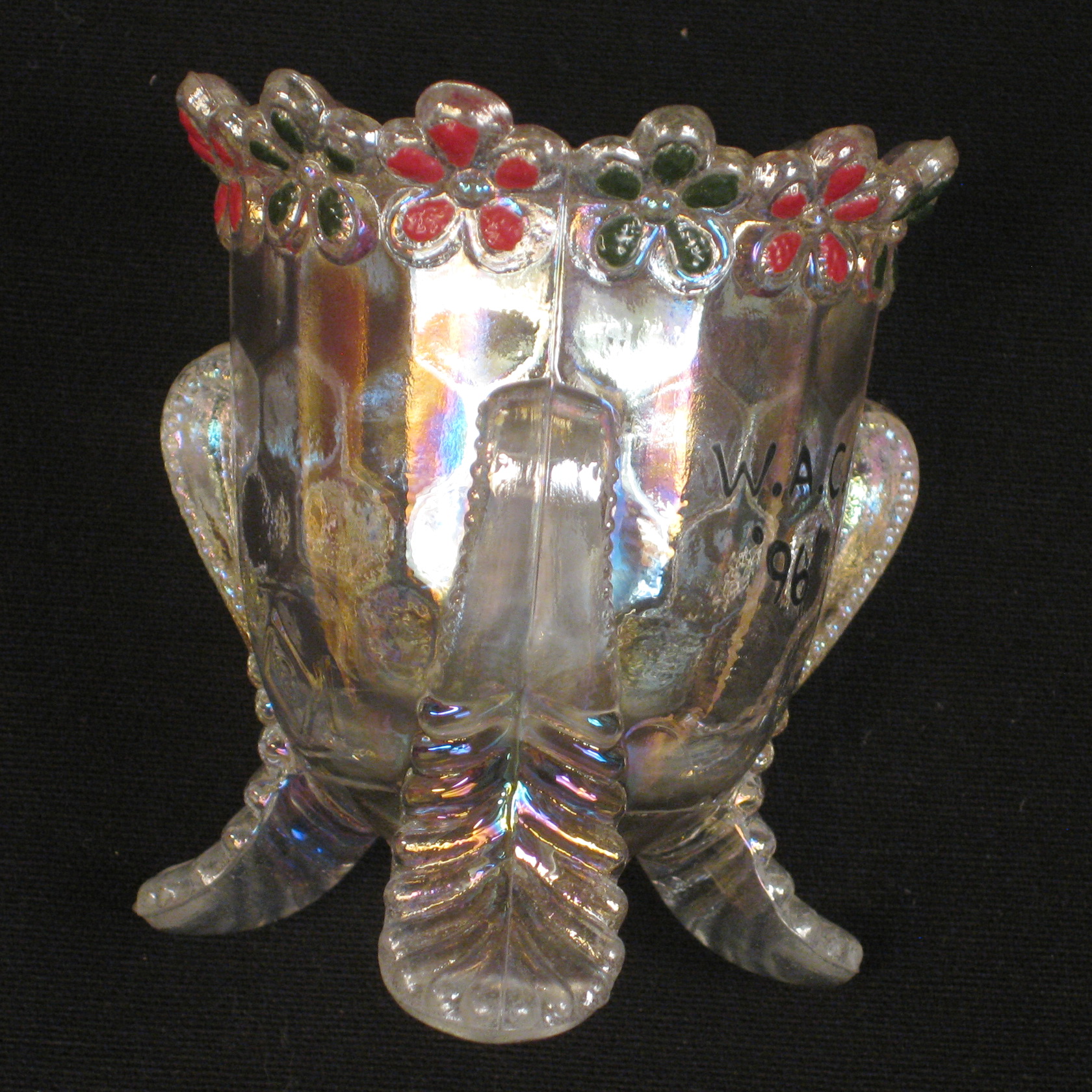 Boyd Art Glass Crystal Decorated Me Not Carnival Glass Toothpick