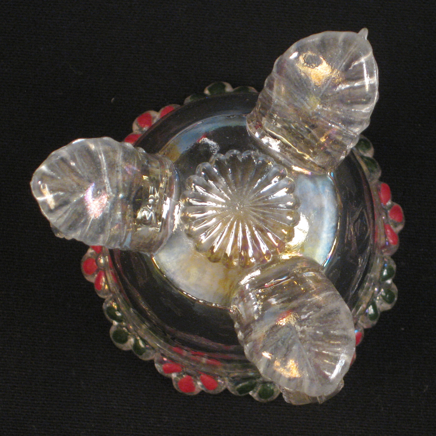 Boyd Art Glass Crystal Decorated Forget Me Not Carnival Glass Toothpick Holder Boyd Art Glass Crystal Decorated Forget Me Not Carnival Glass Toothpick Holder