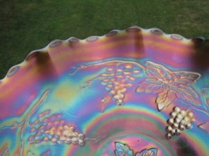 Antique Dugan Amethyst Vintage Grape Carnival Glass Bowl