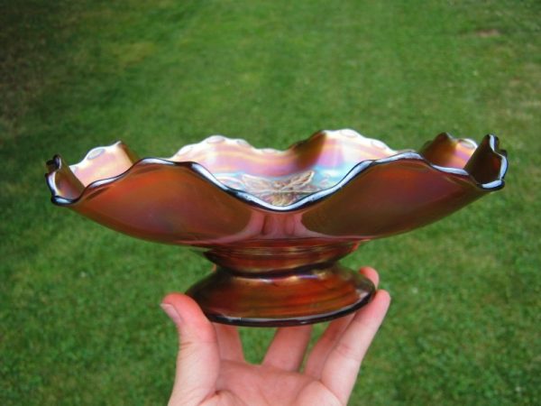 Antique Dugan Amethyst Vintage Grape Carnival Glass Bowl
