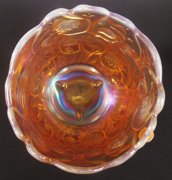 Fenton Marigold Opal Waterlily Carnival Glass Vase