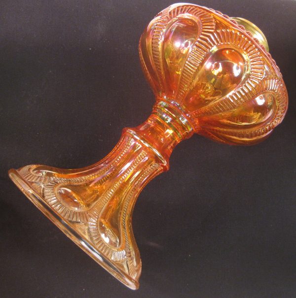 Imperial Marigold Zipper Loop Carnival Glass Oil Lamp