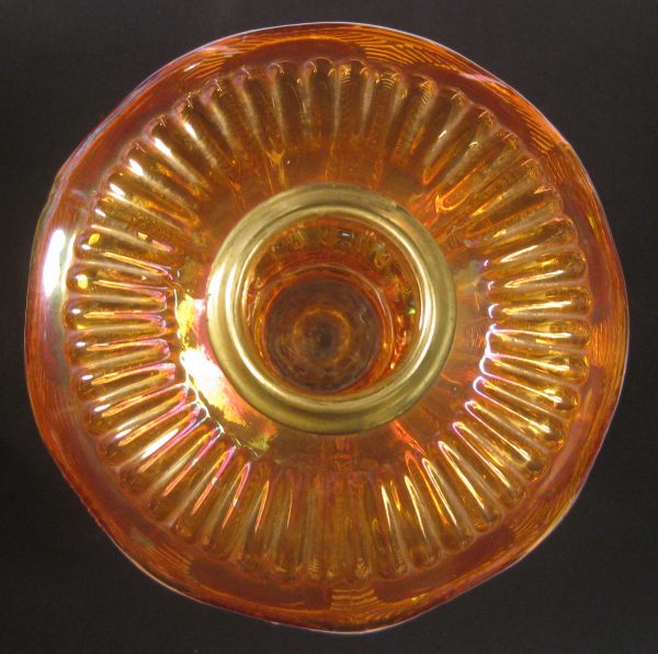 Imperial Marigold Zipper Loop Carnival Glass Oil Lamp