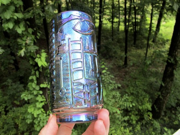 Imperial Smoke Colonial Cabin Carnival Glass Iced Tea Tumbler