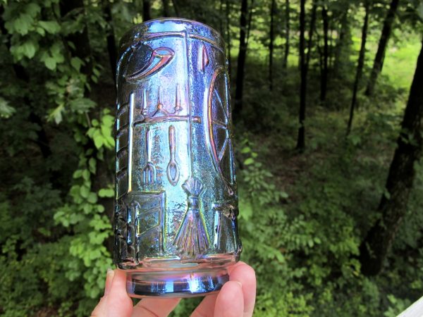 Imperial Smoke Colonial Cabin Carnival Glass Iced Tea Tumbler