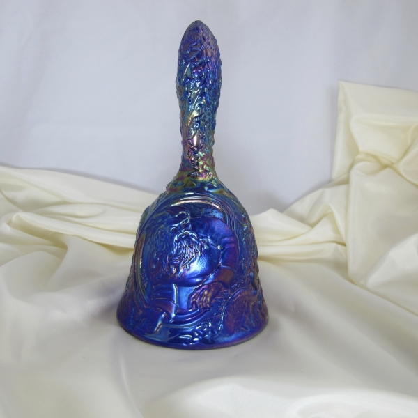 Fenton Blue Garden of Eden / Adam Eve Carnival Glass Bell