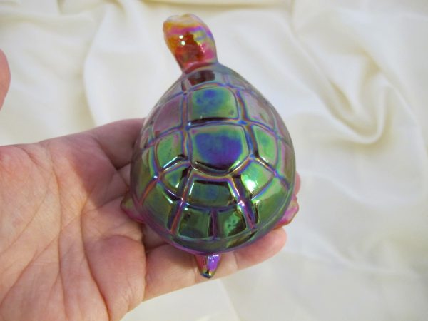 Fenton Red Carnival Glass Turtle Figurine / Paperweight