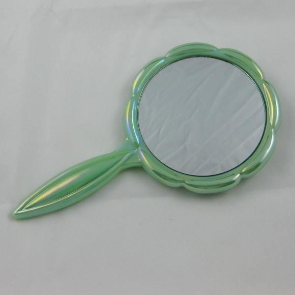 Mosser Jadite Charlotte’s Web Carnival Glass Hand Mirror Limited Edition
