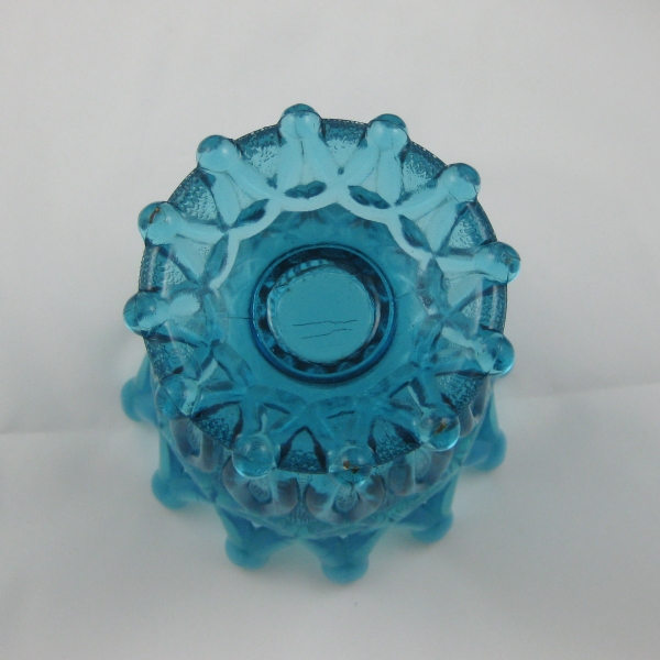 Antique Northwood Blue Opal Open O's Opalescent Glass Nut Bowl