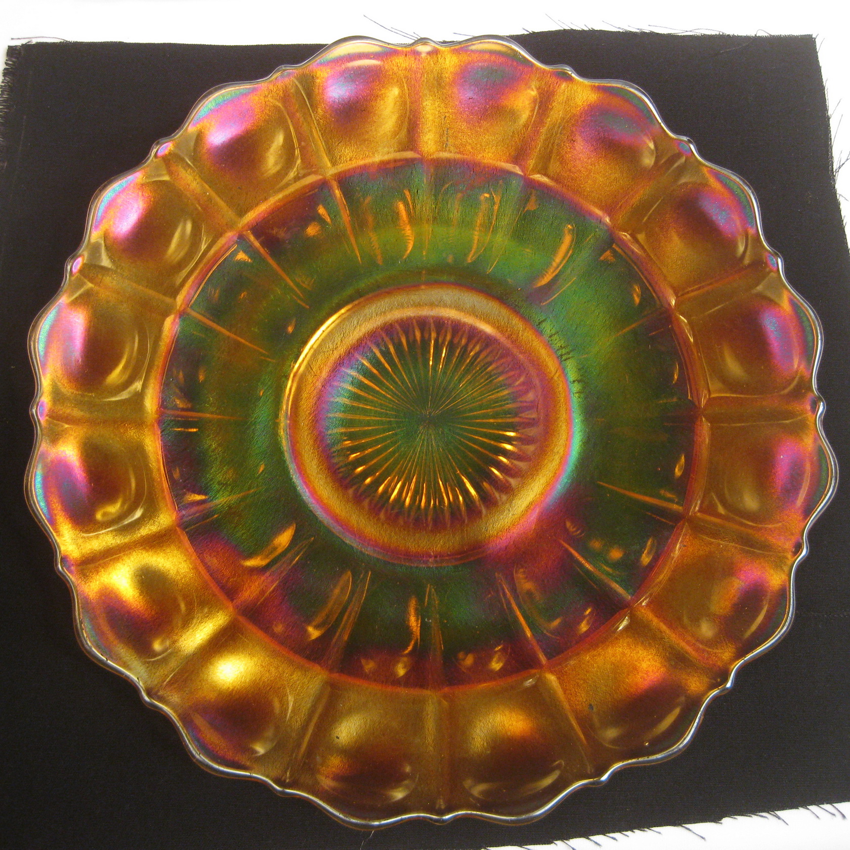 Antique Imperial Marigold Oval and Round Carnival Glass Chop Plate