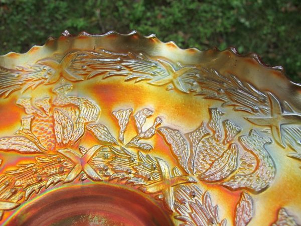 Antique Fenton Marigold Coral Carnival Glass Bowl