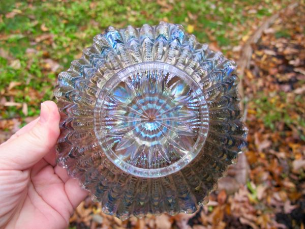 Antique Imperial Smoke Scroll Embossed Carnival Glass Bowl