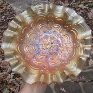 Antique Millersburg Marigold Rosalind Carnival Glass Large 3n1 Bowl