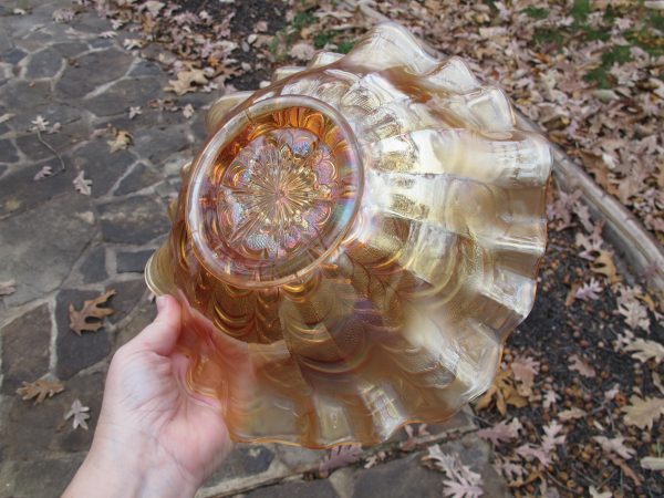 Antique Millersburg Marigold Rosalind Carnival Glass Large 3n1 Bowl