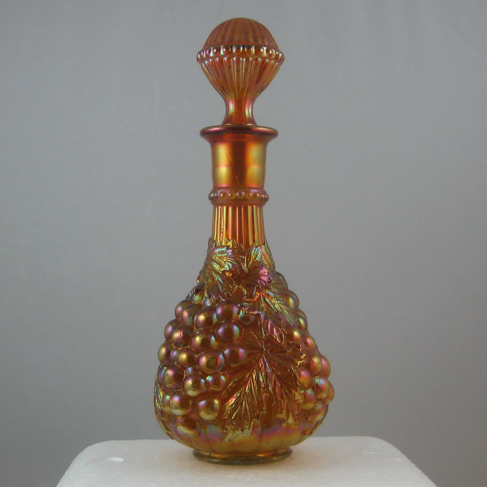 Antique Imperial Marigold Imperial Grape Carnival Glass Decanter w