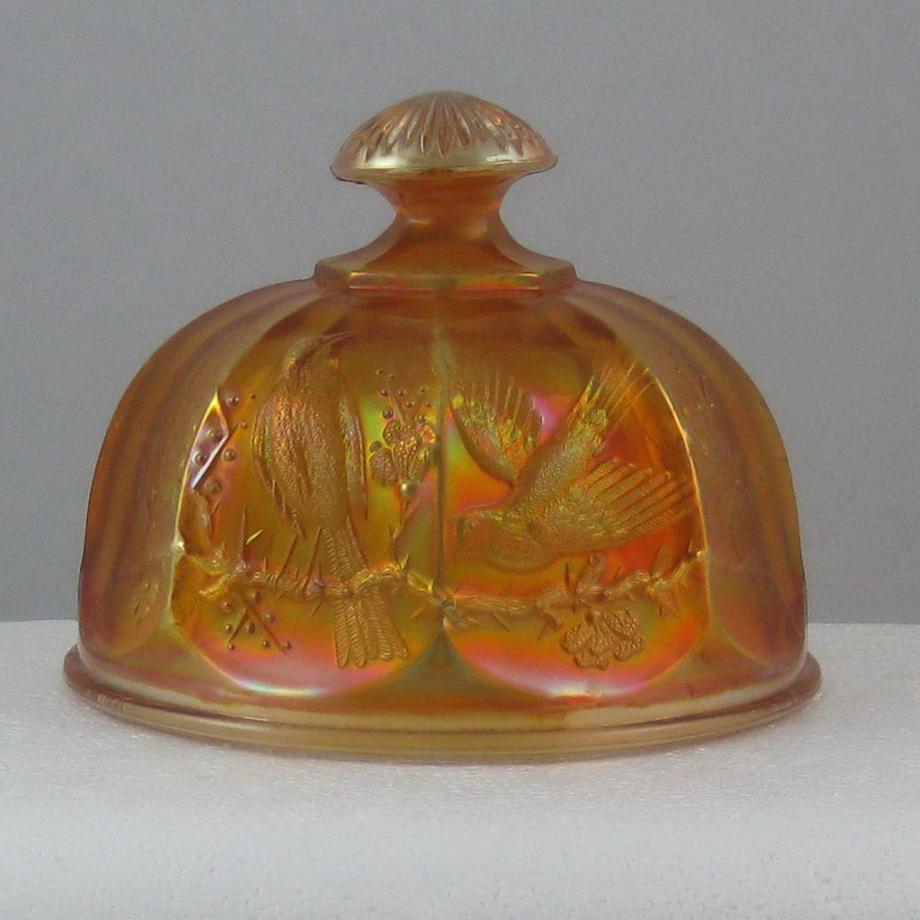 Antique Northwood Marigold Singing Birds Carnival Glass Butter Lid Only