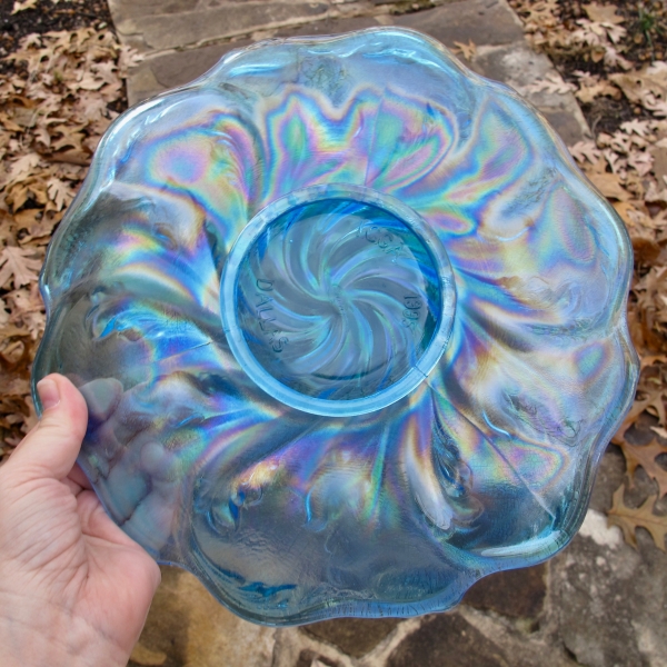 Fenton Celeste Blue Acanthus Carnival Glass Chop Plate