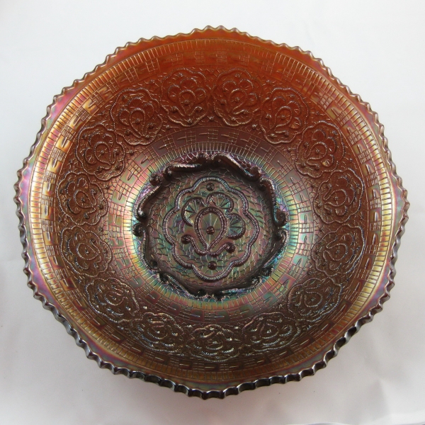 Antique Fenton Amethyst Persian Medallion Round Carnival Glass Bowl