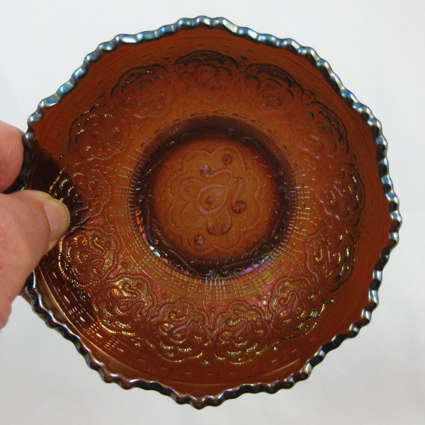 Antique Fenton Amethyst Persian Medallion Round Carnival Glass Small Bowl