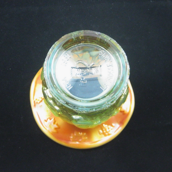 Fenton Aqua Opal Frolicking Bears Carnival Glass Spittoon