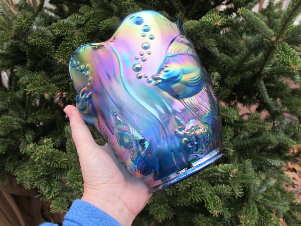 Fenton Sapphire Blue Atlantis Carnival Glass Vase