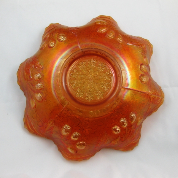 Antique Fenton Marigold Leaf Chain Carnival Glass Ruffled Bowl