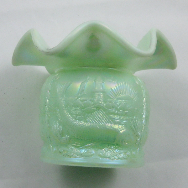 Fenton Seamist Green Seacoast Carnival Glass Spittoon Limited Edition