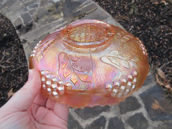 Antique Fenton Marigold Lotus & Thistle Carnival Glass Bowl