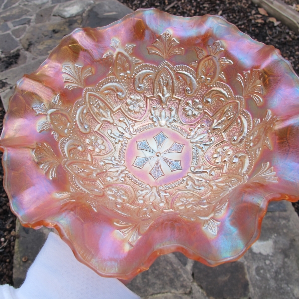 Antique Dugan Marigold Garden Path Variant Carnival Glass Deep Bowl
