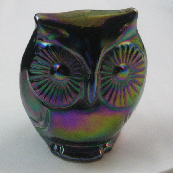 Fenton Amethyst Carnival Glass Owl Figurine / Paperweight Animal