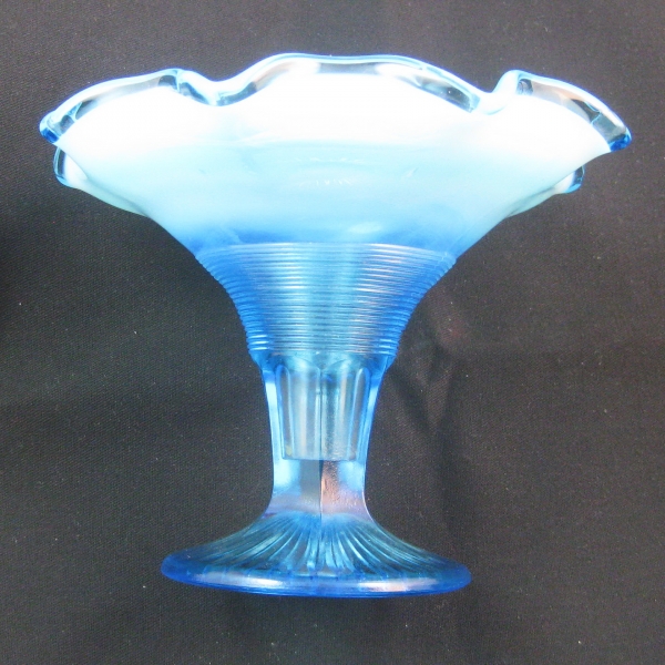 Antique Northwood Simple Simon aka Graceful Blue Opalescent Glass Vase