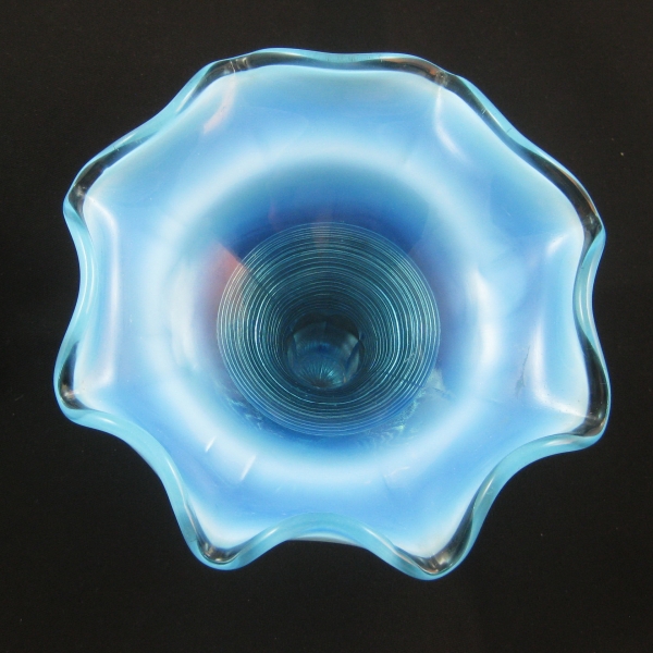 Antique Northwood Simple Simon aka Graceful Blue Opalescent Glass Vase