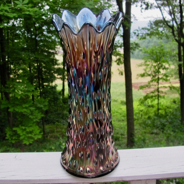 Antique Northwood Amethyst Stocky Mid-size Tree Trunk Carnival Glass Vase