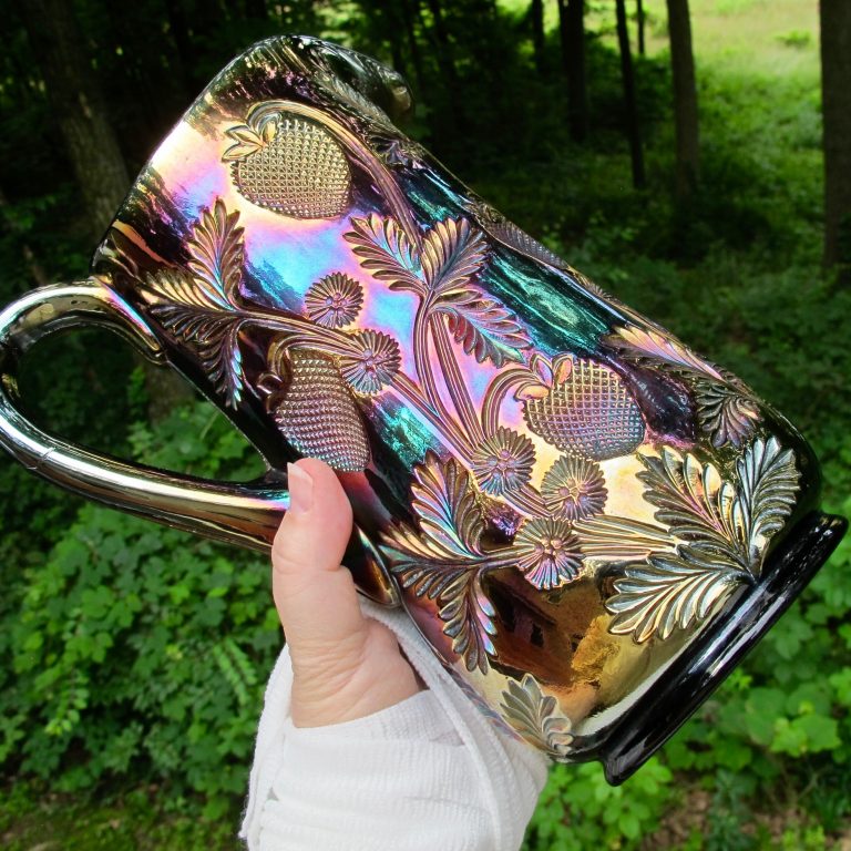 Antique Cambridge Amethyst Inverted Strawberry Carnival Glass Water