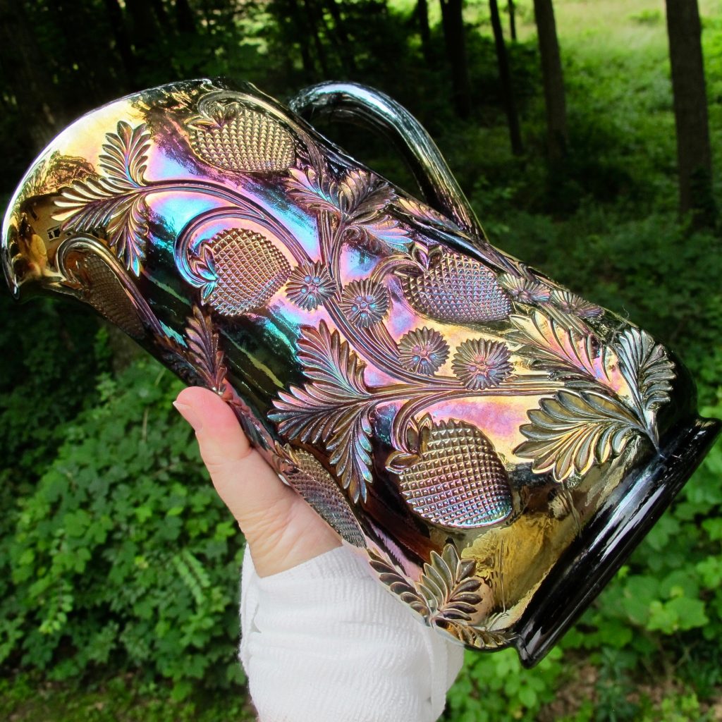 Antique Cambridge Amethyst Inverted Strawberry Carnival Glass Water