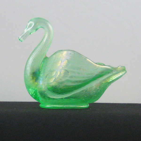 Fenton Florentine Ice Green Carnival Glass Pastel Swan Salt