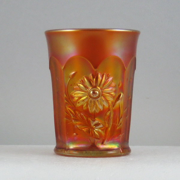 Antique Northwood Dark Marigold Dandelion Carnival Glass Tumbler