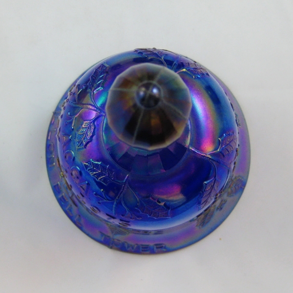 St. Clair Cobalt Blue Carillon Tower Carnival Glass Hand Bell