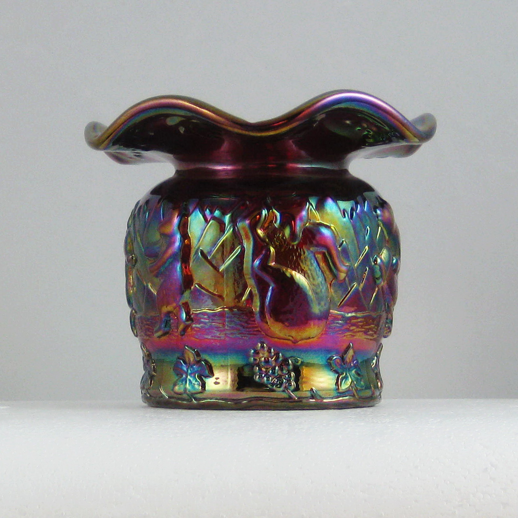 カーニバルガラス　CARNIVALGLASS フェントン FENTON USA Fenton Red Seacoast Carnival Glass Spittoon Limited Edition
