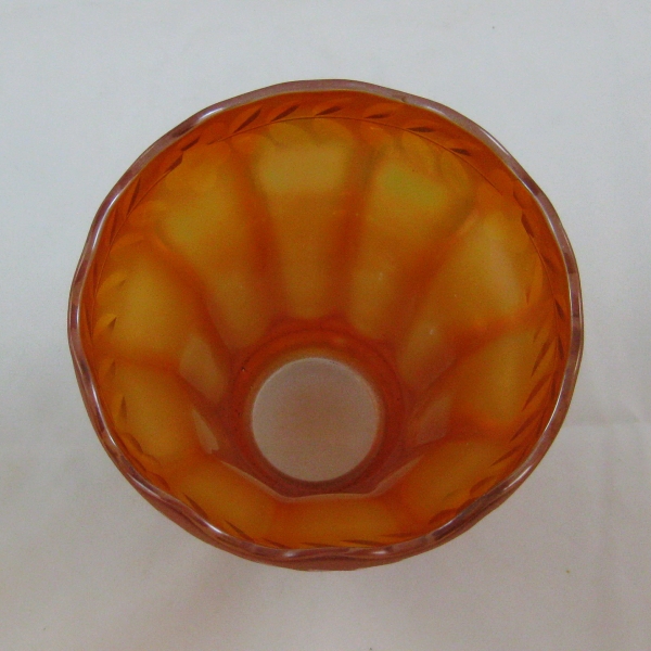 Antique Imperial Marigold Light Optic Flute Carnival Glass Wheel Cut Shade