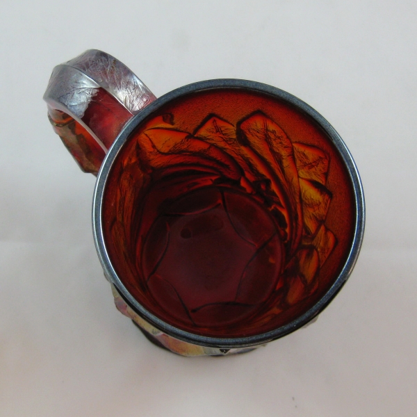 Imperial Red Acanthus (Leaf) Carnival Glass Tankard Mug