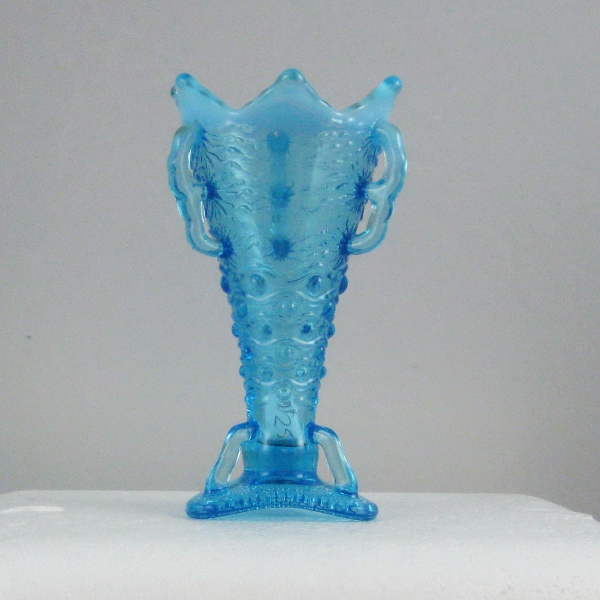 Antique Jefferson Blue Opal Aurora Borealis Opalescent Glass Vase