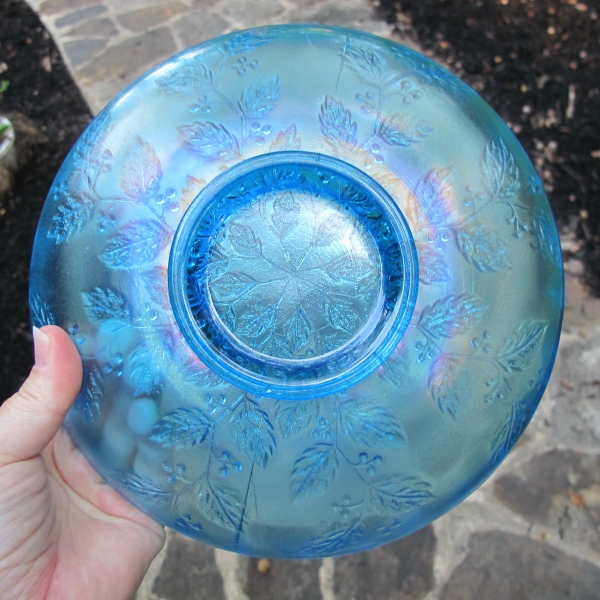 Antique Fenton Holly Celeste Blue Carnival Glass ICS Bowl